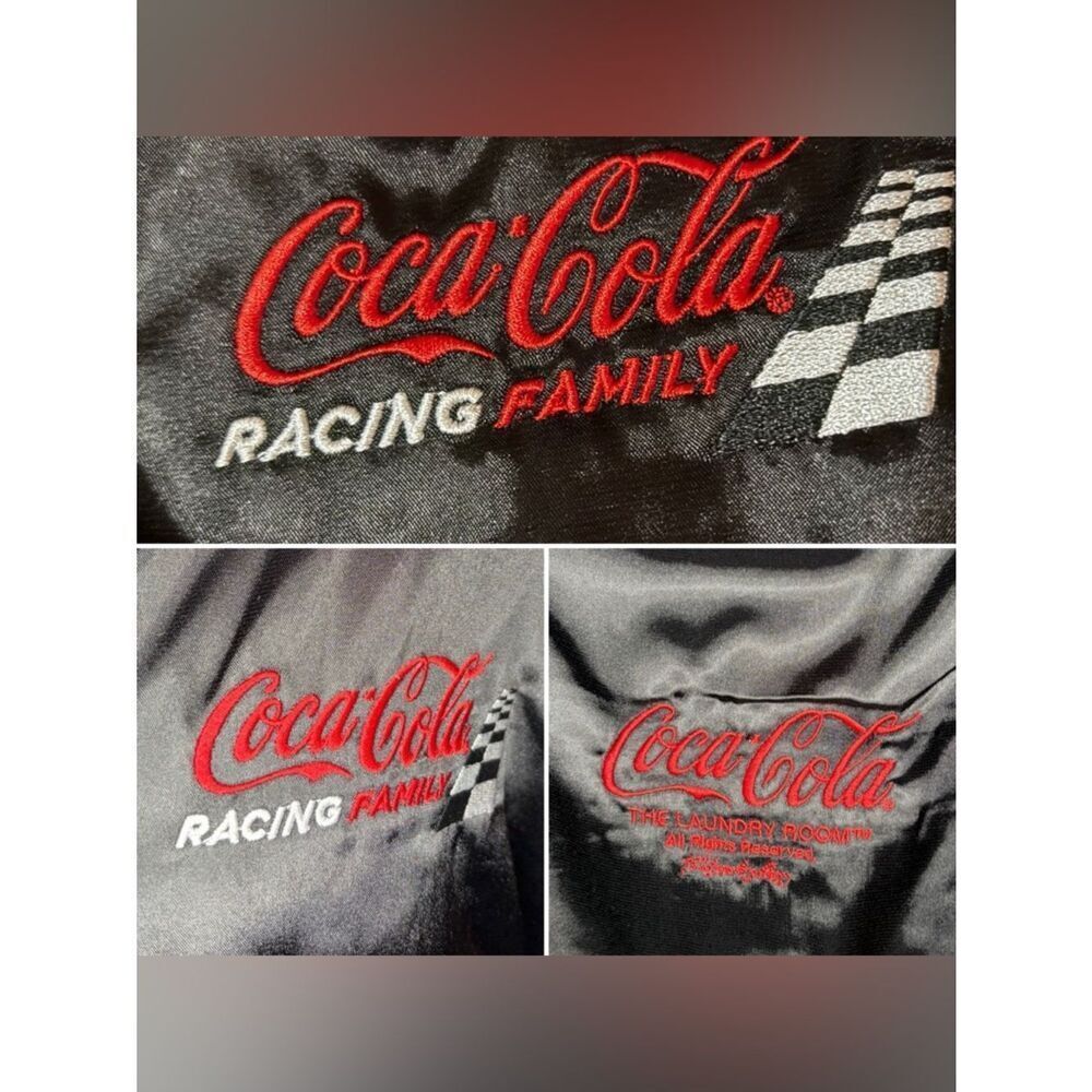 The Laundry Room Coca Cola Racing Satin Stadium Jacket Black w/ Bottle Opener L - Picture 8 of 11
